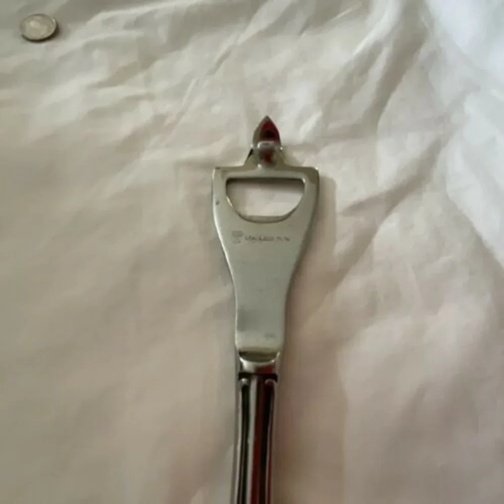 Vintage Stainless Bottle Opener Mid Century long handle Flatware Handle.